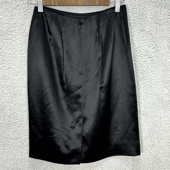 Dana Buchman Skirt Women 2P‎ Silk Black Midi Career Office Quiet Luxury Classic - Picture 4 of 6